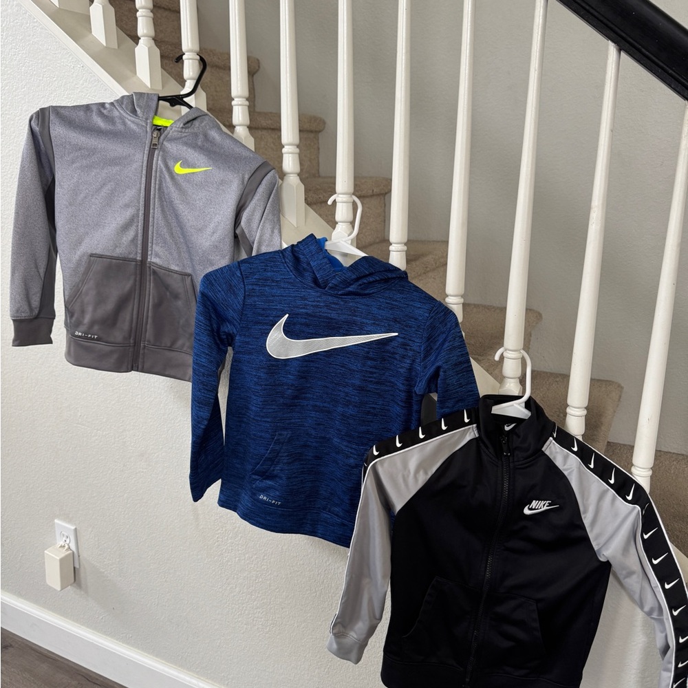 BUNDLE! Nike Kids' Hoodie and Jacket Trio - Blue, Black, Gray